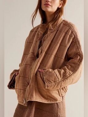 Tan Brown Quilted Jacket